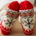 Women Warm Winter Outdoor Christmas Style Snowflake Pattern Plus Velvet Thicken Home Sleep Socks Tube Socks