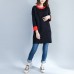 black casual cotton sweater tops oversize long sleeve pullover